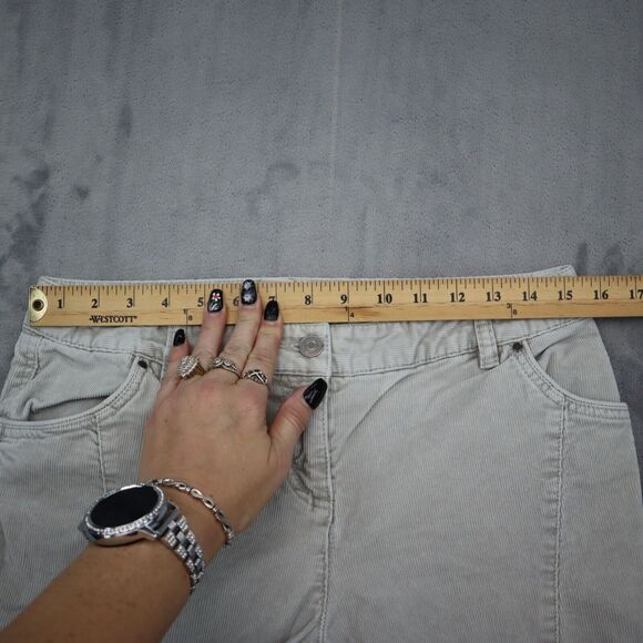 London Pants Womens 6 Gray Chino Bootcut Stretch Corduroy Flat Front Button Zip - Picture 4 of 16